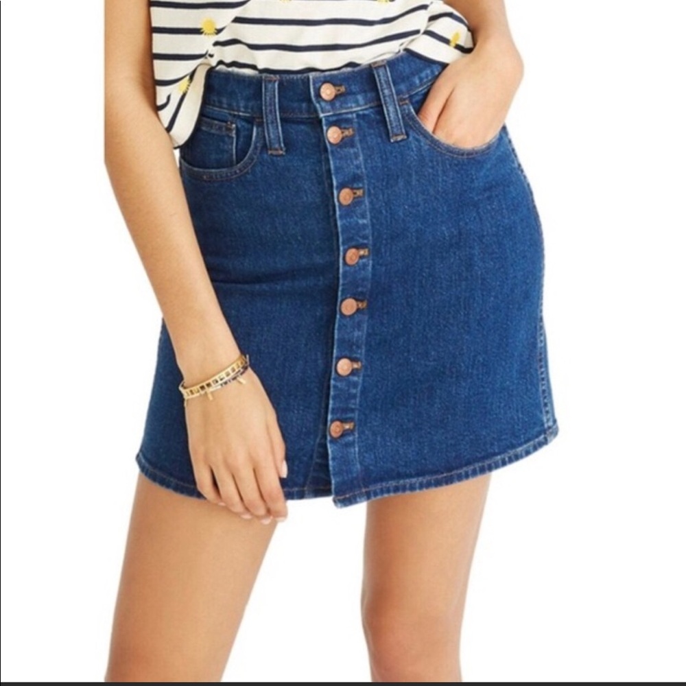 Madewell Full Button Front Denim Jean Skirt • 25